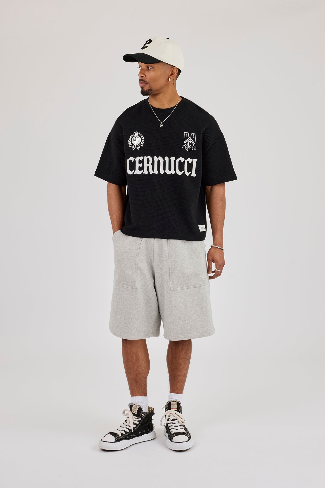 Jersey Jort With Pocket Detail - Grey Marl