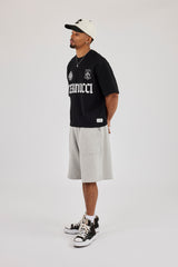 Jersey Jort With Pocket Detail - Grey Marl