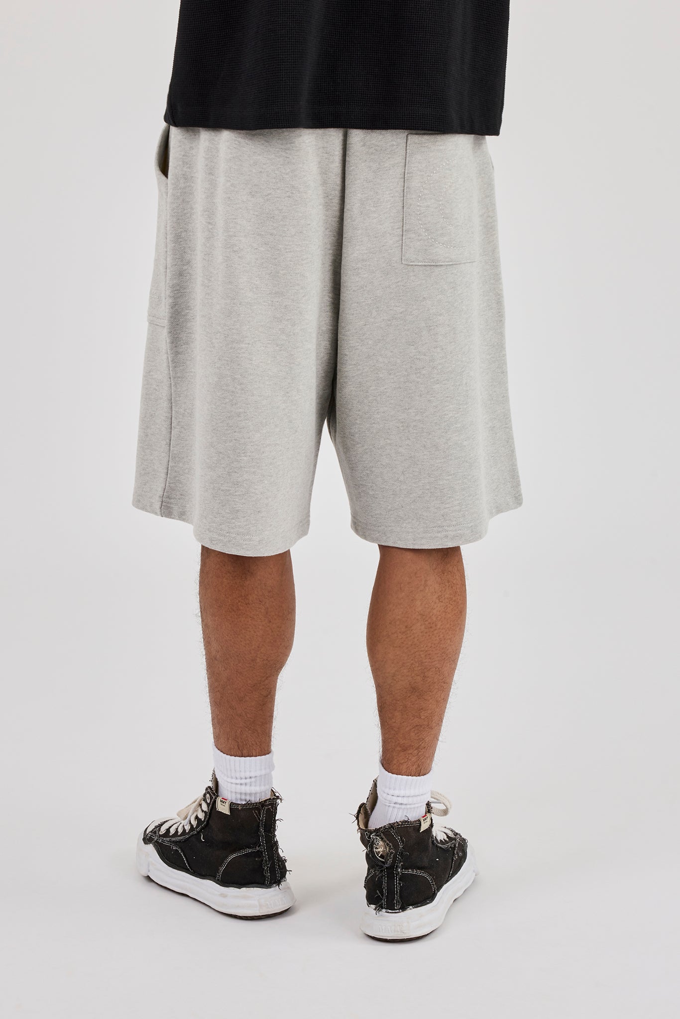 Jersey Jort With Pocket Detail - Grey Marl