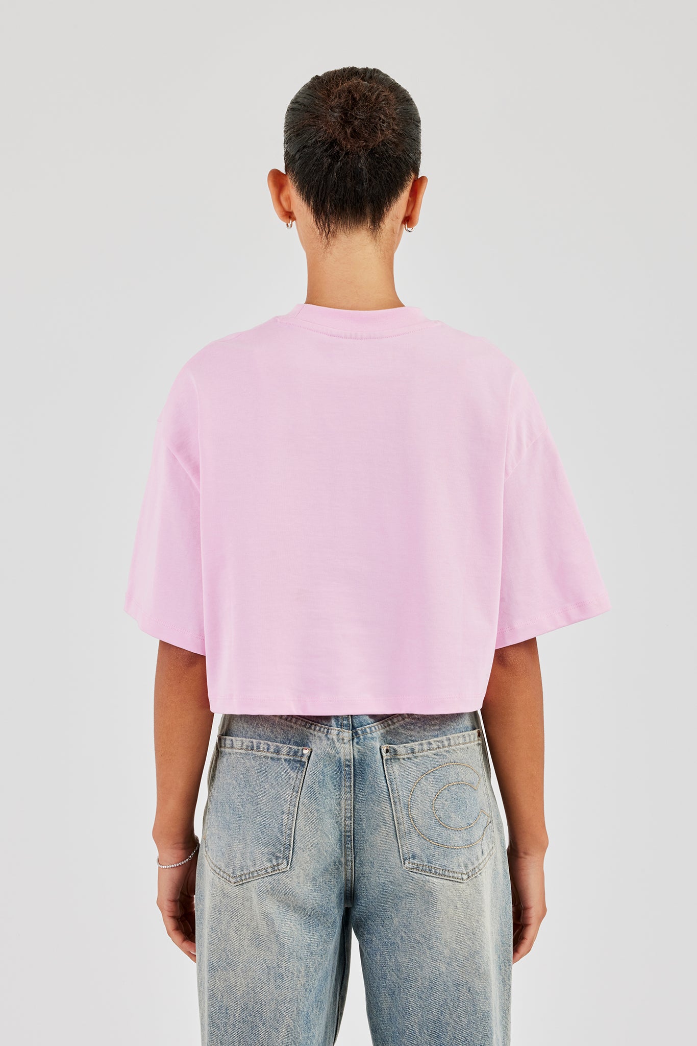 Glitter Applique Cropped T-Shirt - Pink