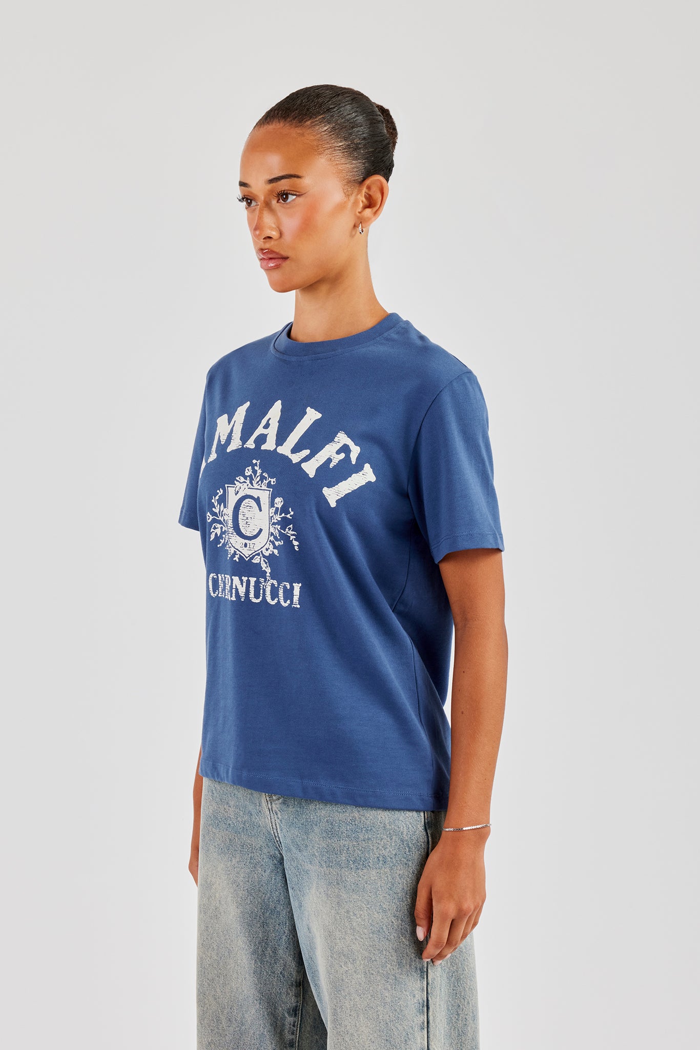 Amalfi Print Regular T-Shirt - Navy Blue