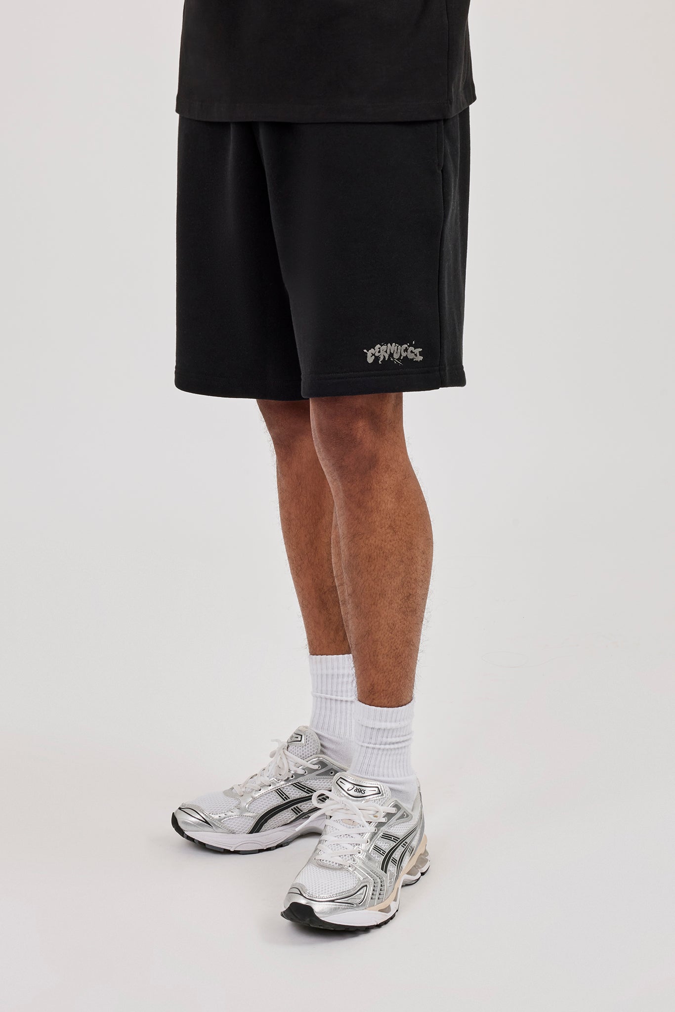 Regular Fit Puff Print T-Shirt & Relaxed Shorts - Black