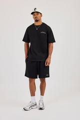 Regular Fit Puff Print T-Shirt & Relaxed Shorts - Black
