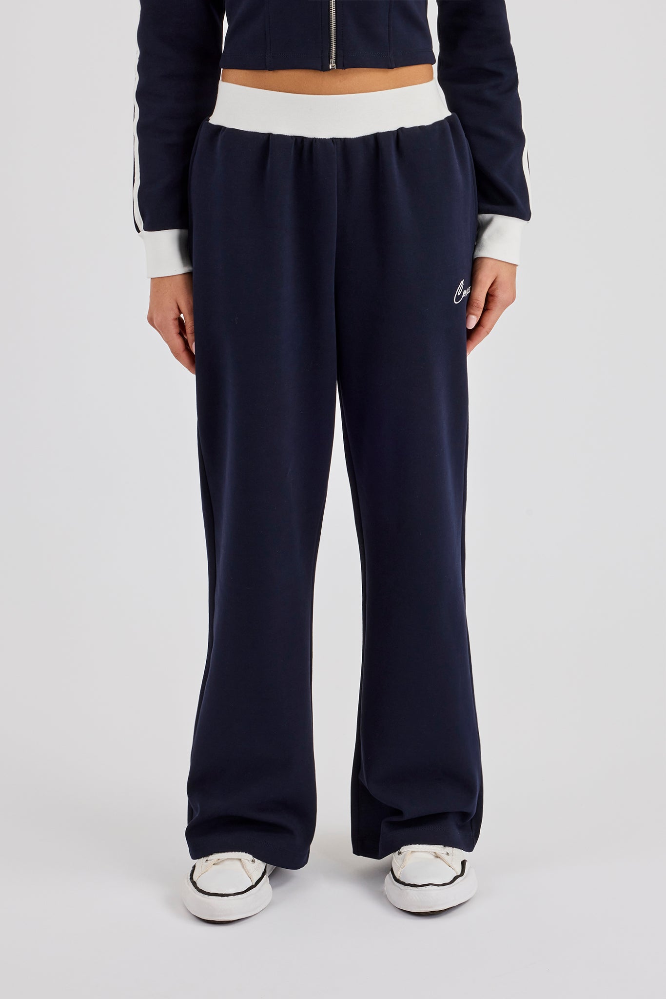 Soft Touch Wide Leg Jogger - Navy Blue