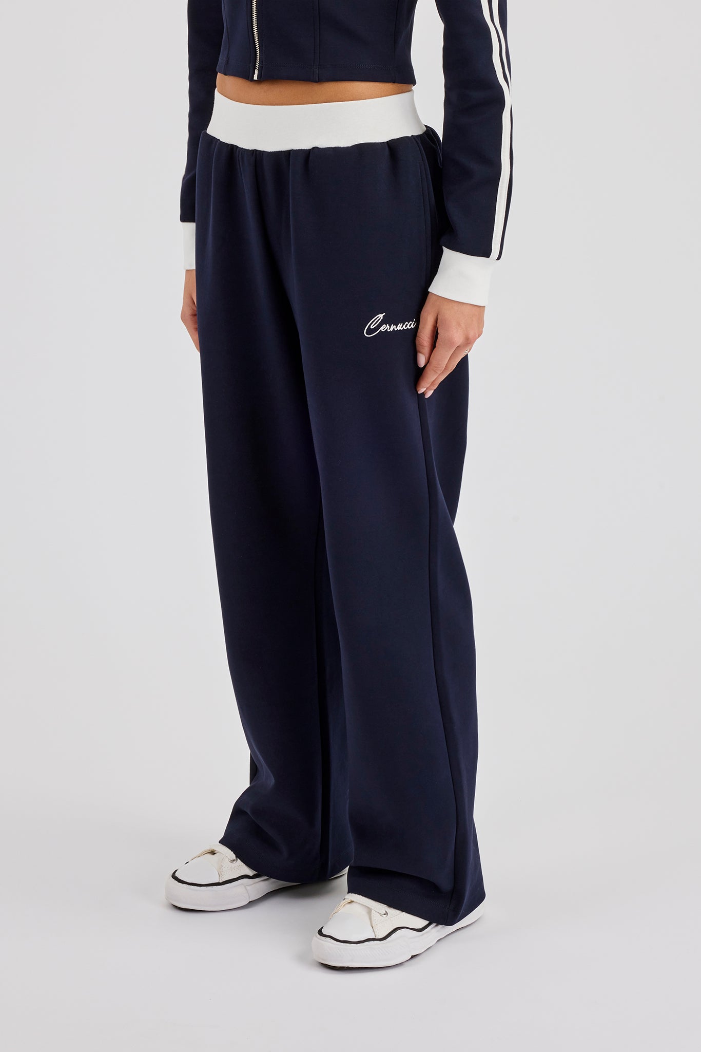 Soft Touch Wide Leg Jogger - Navy Blue