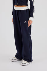 Soft Touch Wide Leg Jogger - Navy Blue