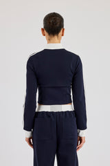 Soft Touch Fitted Zip Through Track Top - Navy Blue