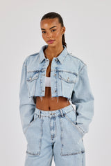 Super Cropped Denim Jacket - Light Blue