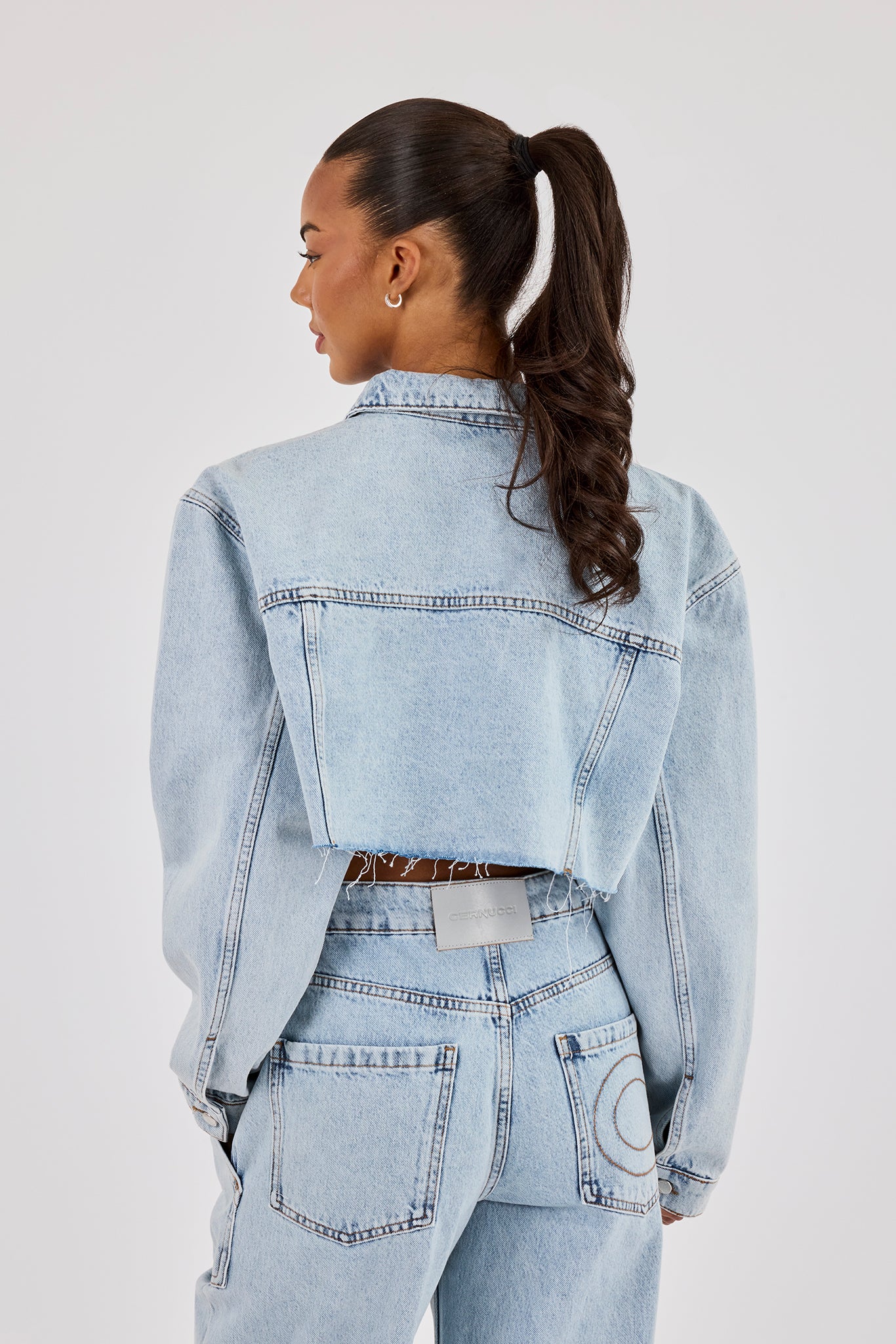 Super Cropped Denim Jacket - Light Blue