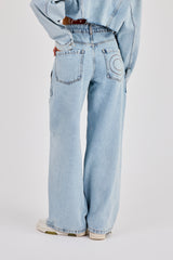 Baggy Pocket Detail Jean - Light Blue