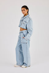 Baggy Pocket Detail Jean - Light Blue