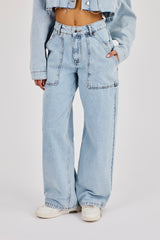Baggy Pocket Detail Jean - Light Blue