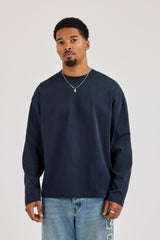 Long Sleeve Embroidered T-Shirt - Navy