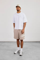 Relaxed Logo Print Jersey Short - Stone