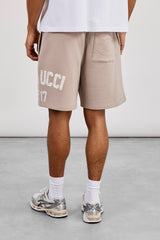 Relaxed Logo Print Jersey Short - Stone