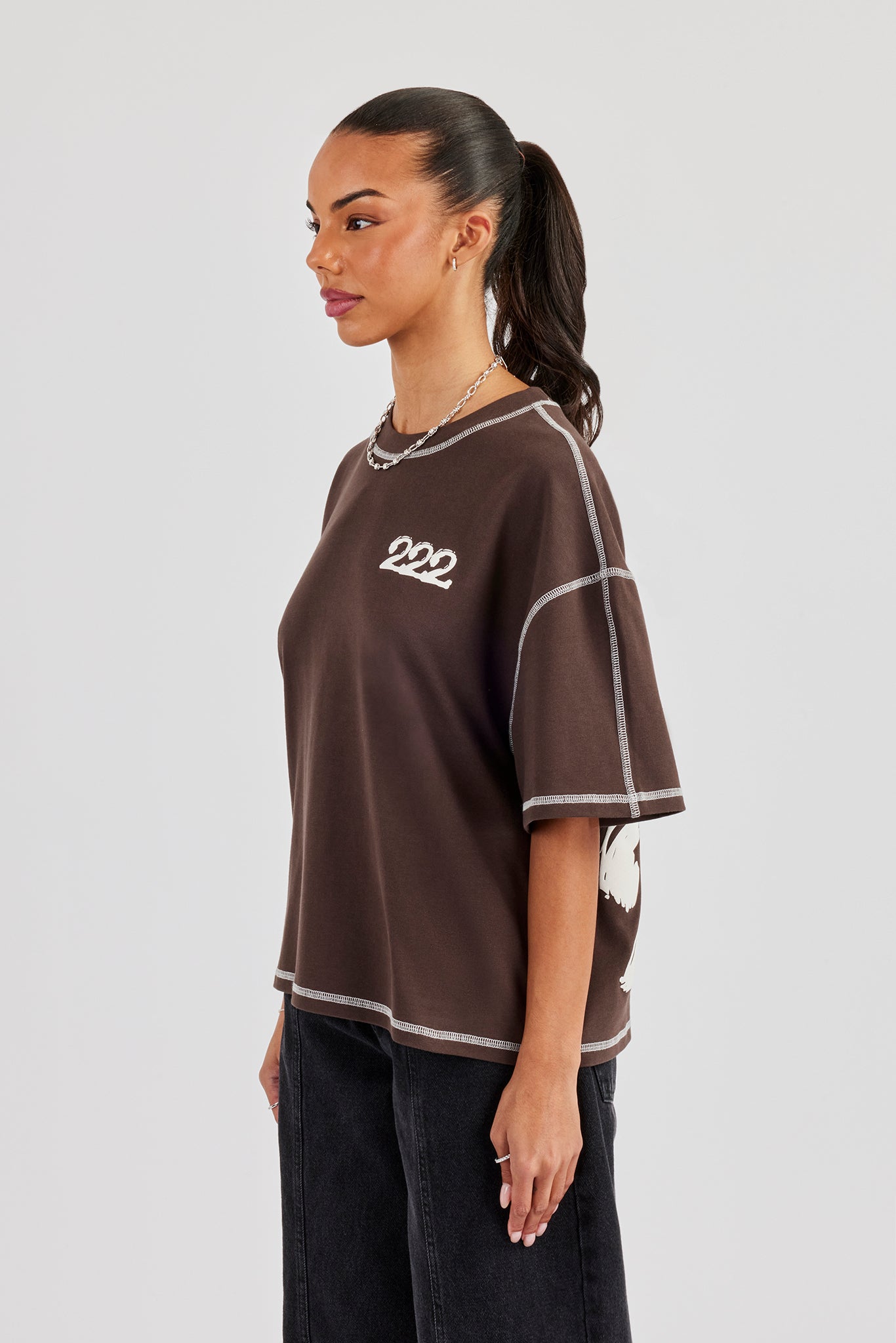 222 Cherub Oversized T-Shirt - Chocolate