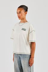 222 Cherub Oversize-T-Shirt mit Kontraststichen - Off White