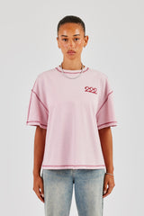222 Cherub Oversize-T-Shirt mit Kontraststichen - Rosa