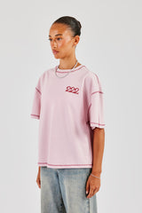 222 Cherub Oversize-T-Shirt mit Kontraststichen - Rosa
