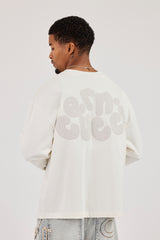 Long Sleeve Chain Stitch T-Shirt - Off White
