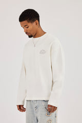 Long Sleeve Chain Stitch T-Shirt - Off White