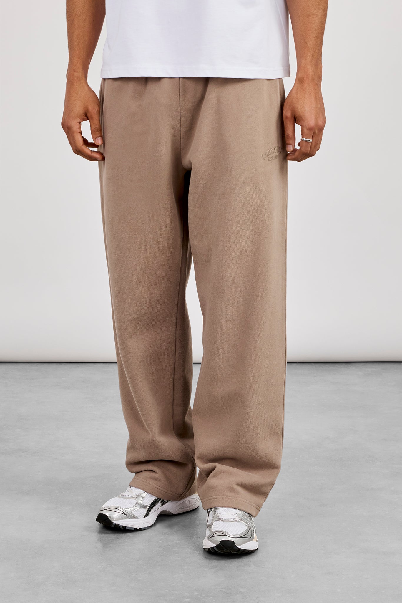 Washed Embroidered Relaxed Jogger - Taupe
