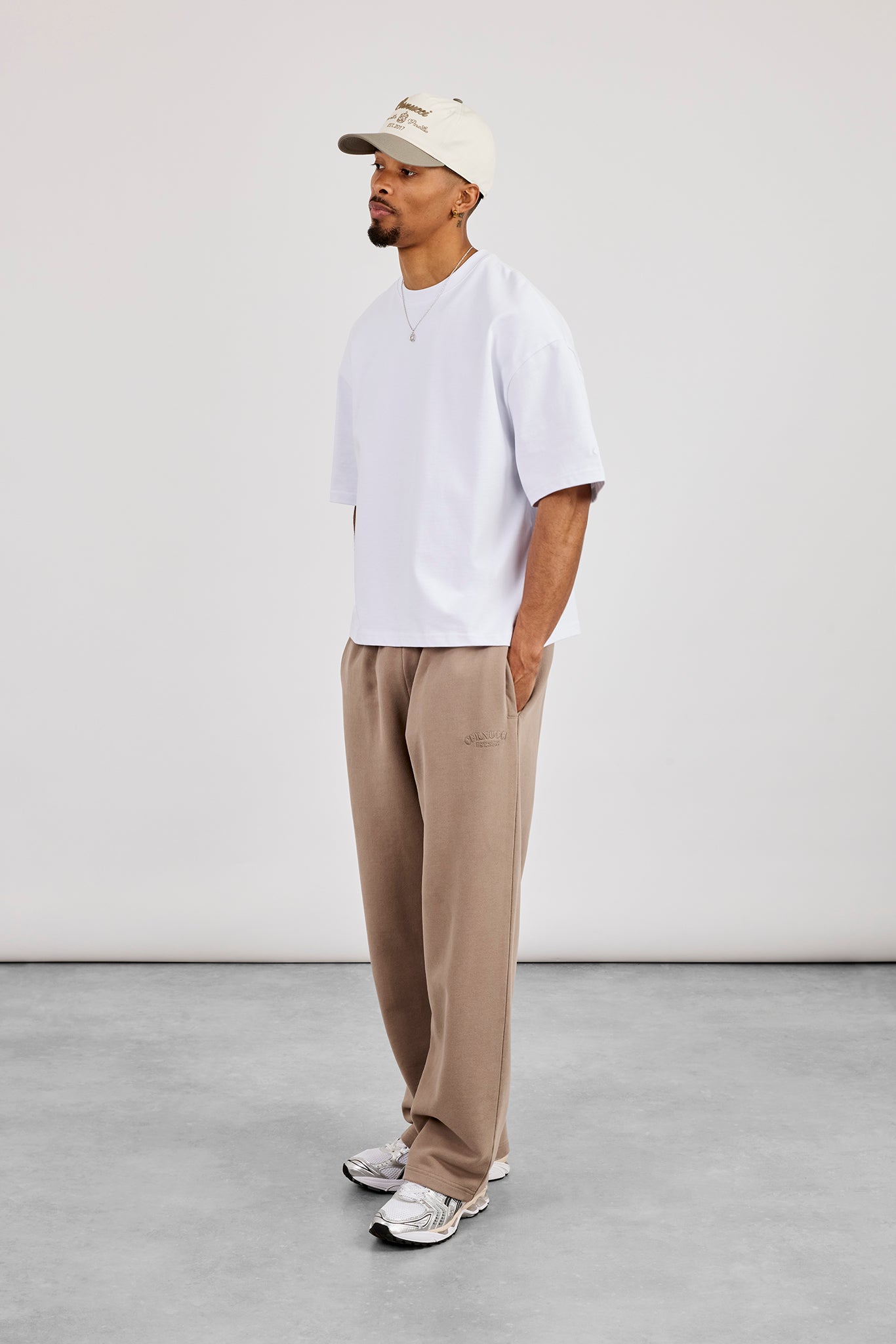 Washed Embroidered Relaxed Jogger - Taupe