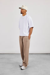 Washed Embroidered Relaxed Jogger - Taupe