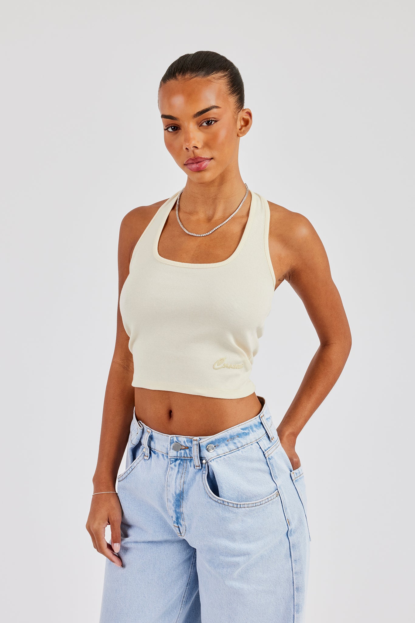 Rib Halterneck Top - Butter Yellow