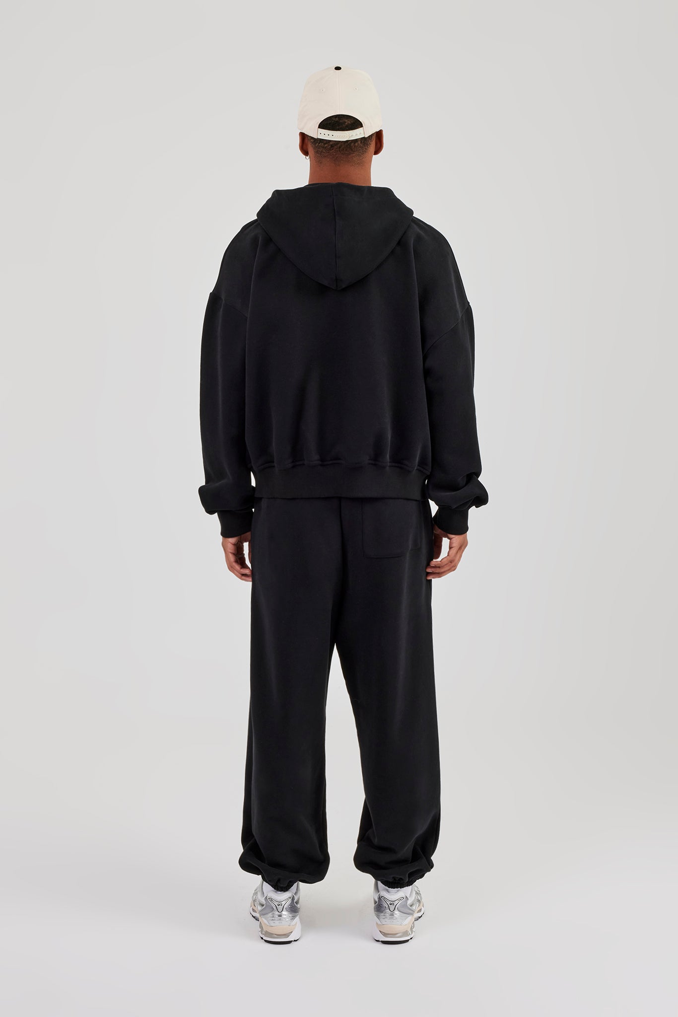 Zip Through Boxy Hoodie & Cuffed Jogger - Black