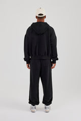 Zip Through Boxy Hoodie & Cuffed Jogger - Black