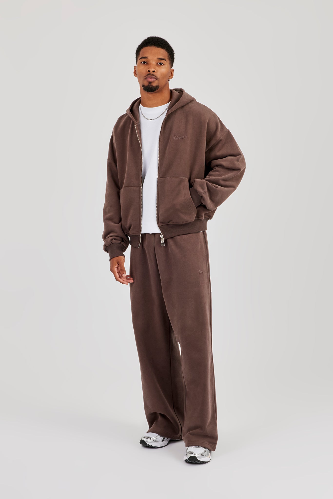 Kapuzenpullover mit Reißverschluss - Kaffee