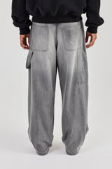Super Baggy Carpenter Detail Jeans - Washed Grey