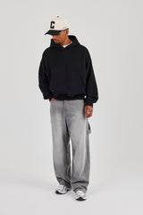 Super Baggy Carpenter Detail Jeans - Washed Grey