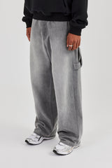 Super Baggy Carpenter Detail Jeans - Washed Grey
