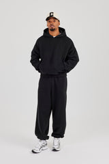 Herren-Kapuzenpullover im Boxy-Stil – Schwarz