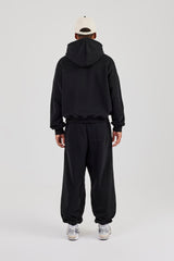 Boxy Hoodie & Cuffed Jogger - Black