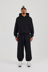 Boxy Hoodie & Cuffed Jogger - Black