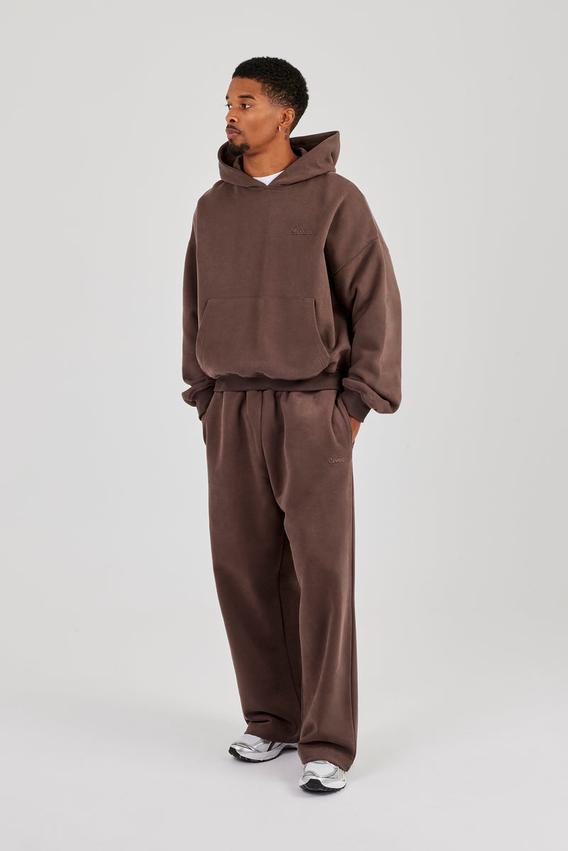 Boxy-Hoodie und Baggy-Fit-Jogginghose - Kaffee