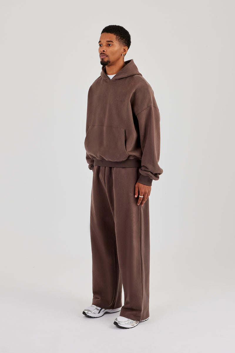 Boxy-Hoodie und Baggy-Fit-Jogginghose - Kaffee