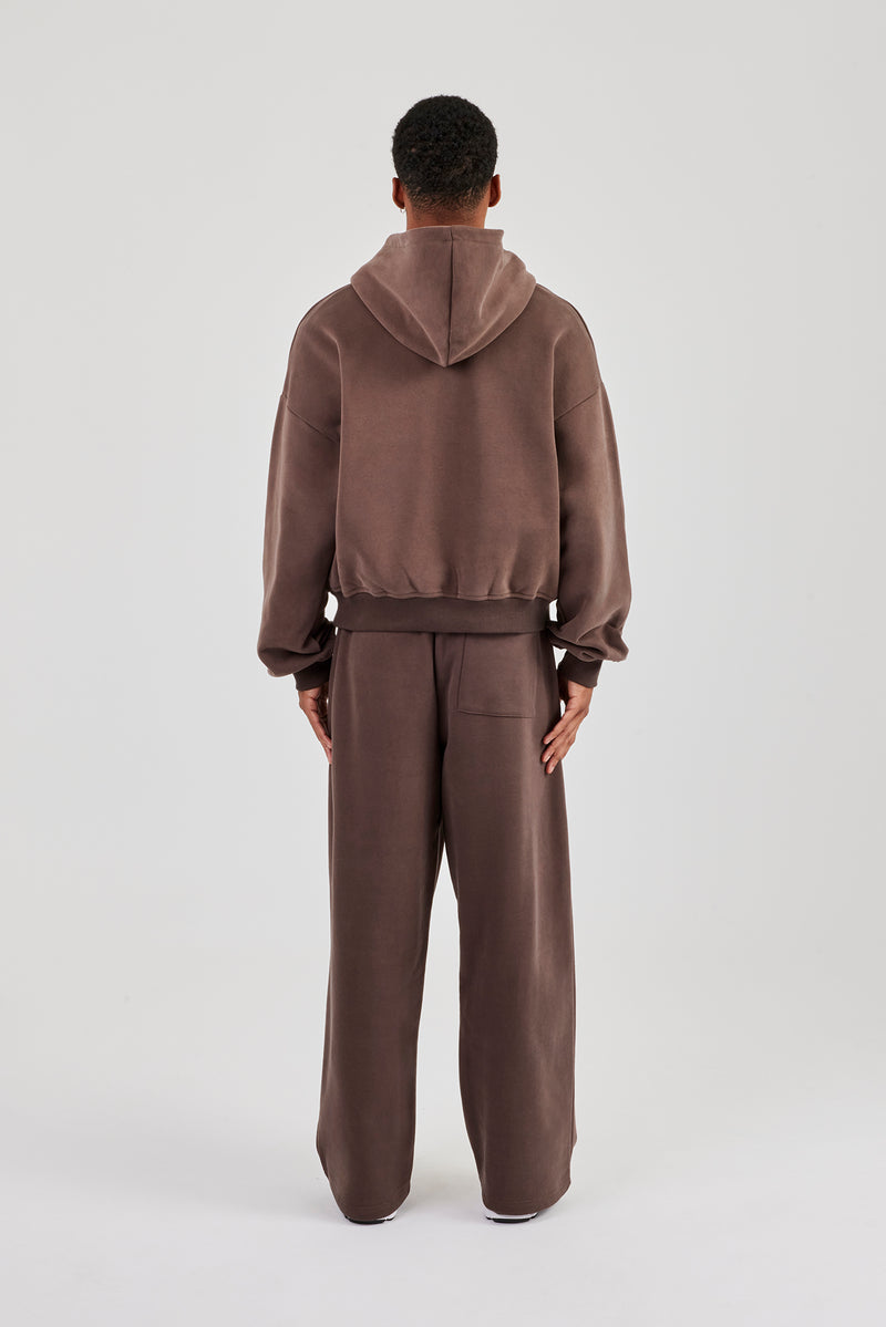 Boxy-Hoodie und Baggy-Fit-Jogginghose - Kaffee