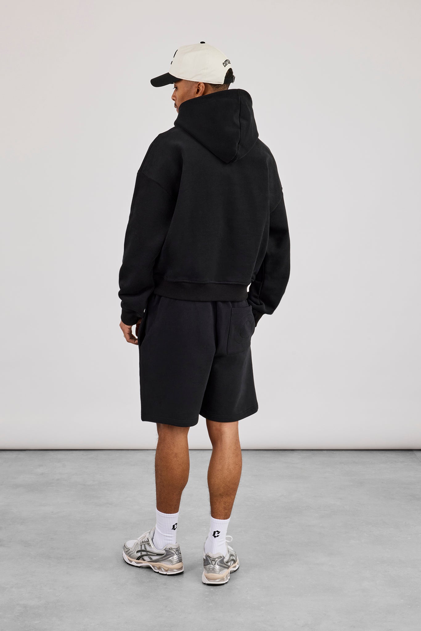 Boxy Hoodie & Relaxed Jersey Short  - Black