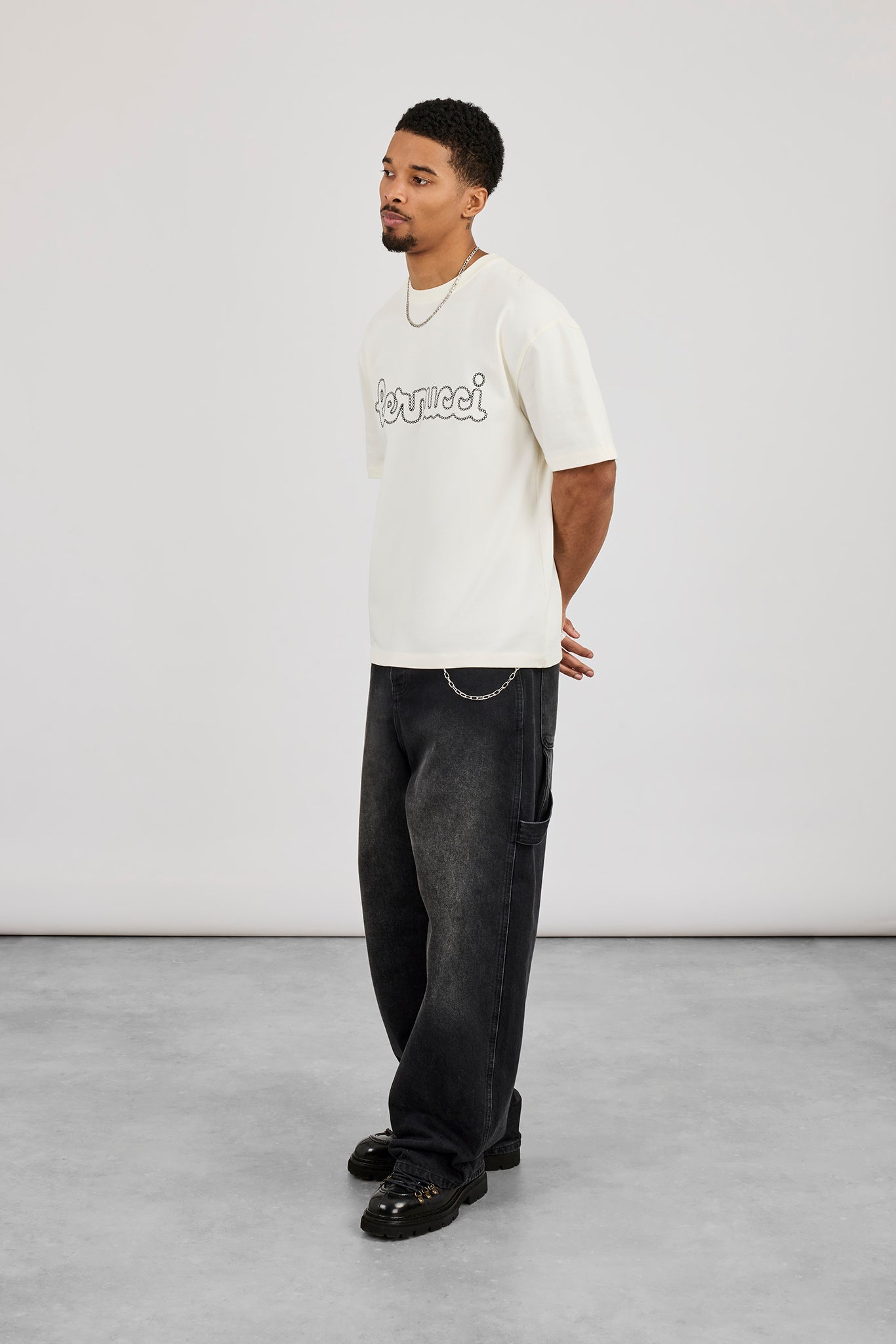 Regular Logo Motif Stitch T-Shirt - Off White