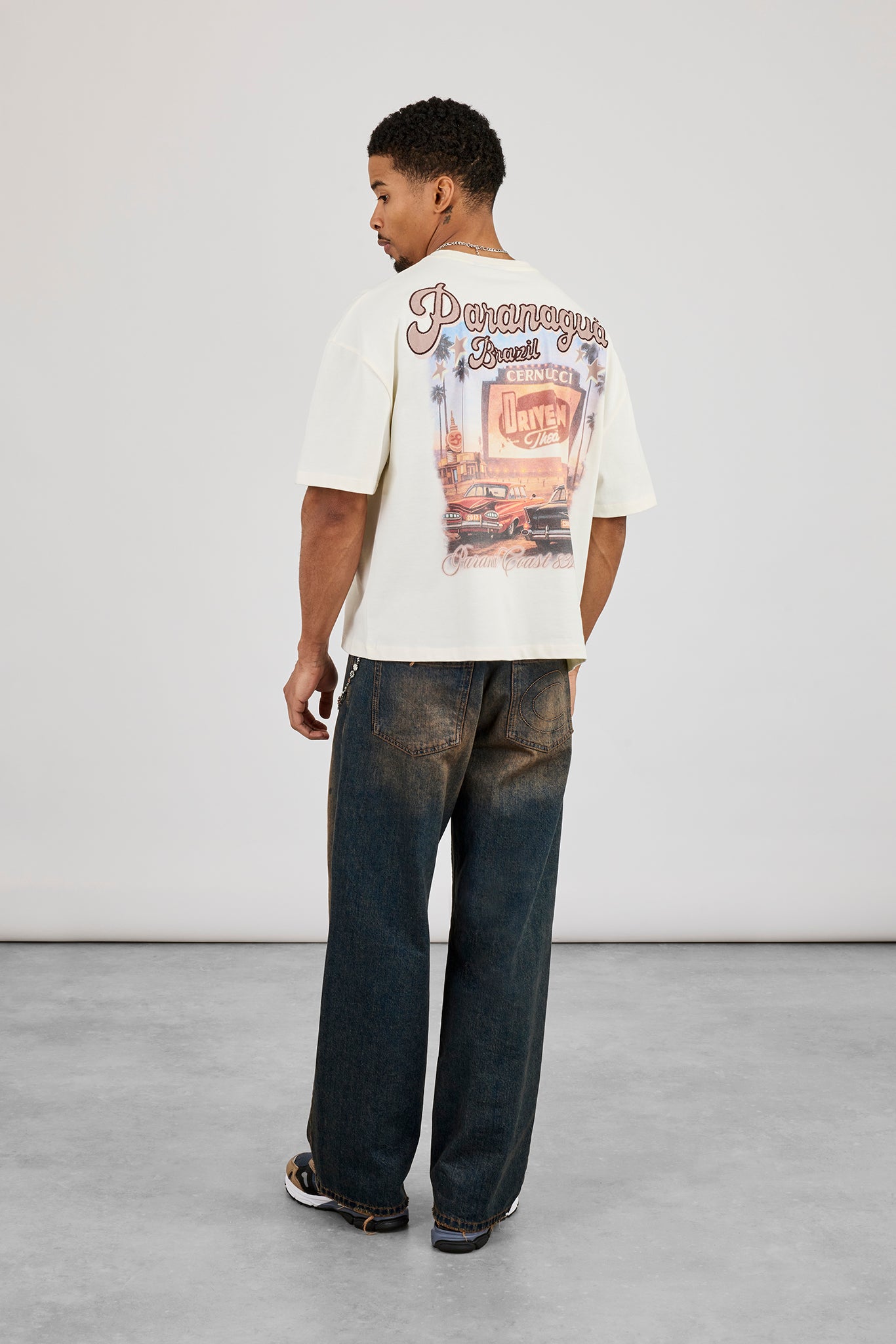 Boxy Drive In Theatre Graphic T-Shirt - Off White