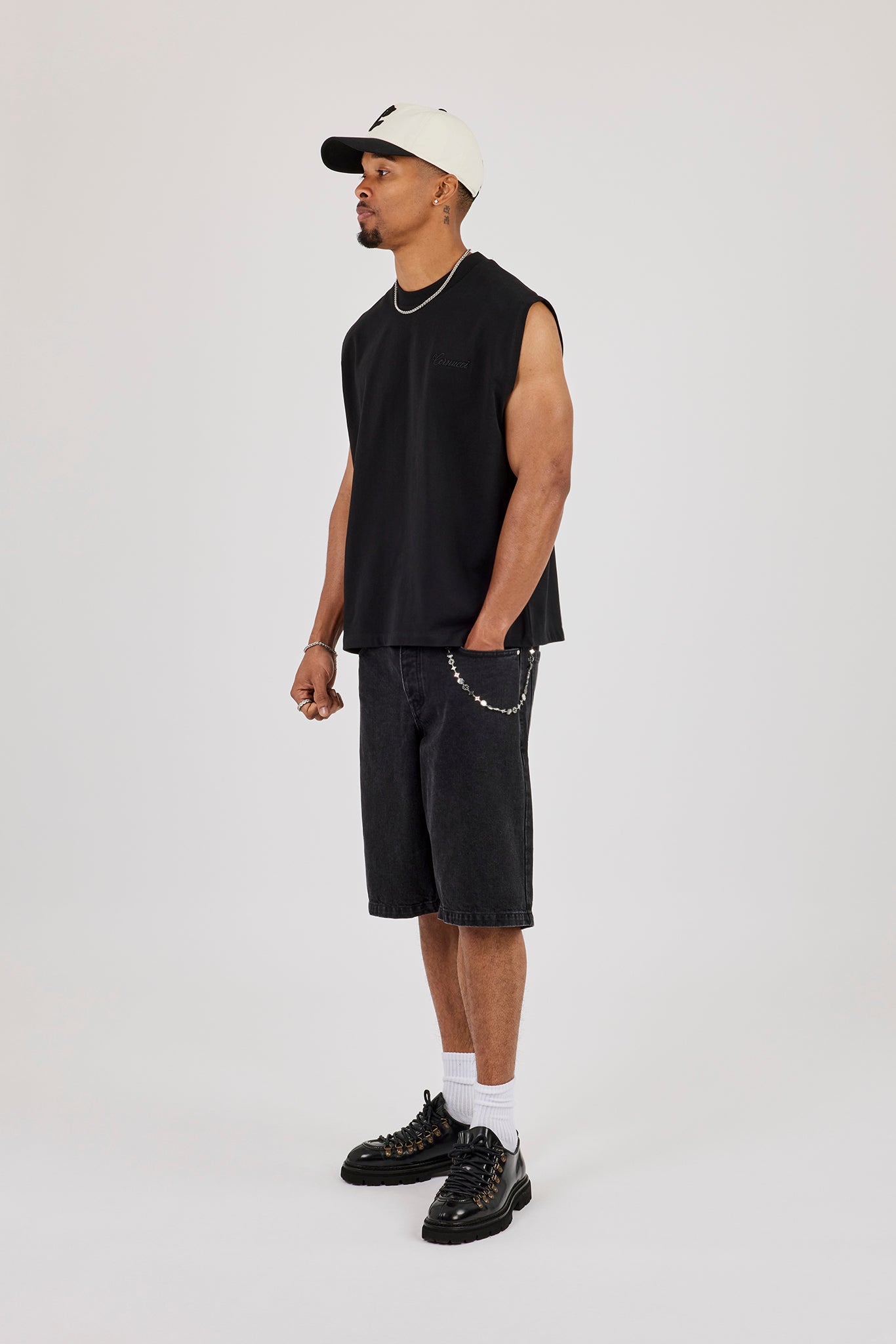 Logo Embroidered Tank - Black