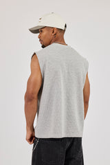 Waffle Embroidered Tank - Light Grey