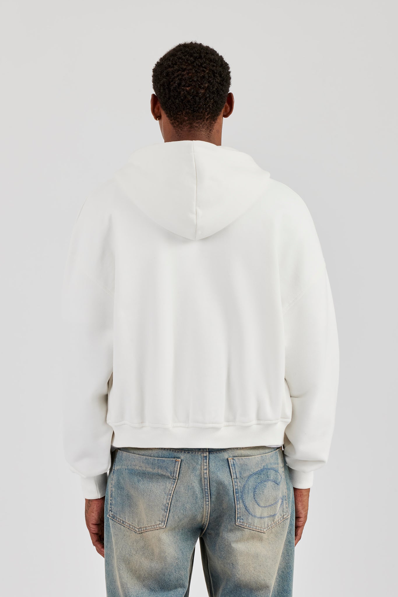 CN17 Boxy Zip Through Hoodie - Off White | Mens Hoodies & Sweats
