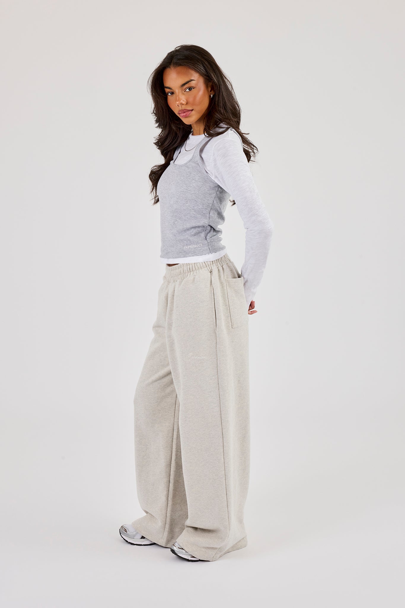 Double Layer Long Sleeve Top - Grey