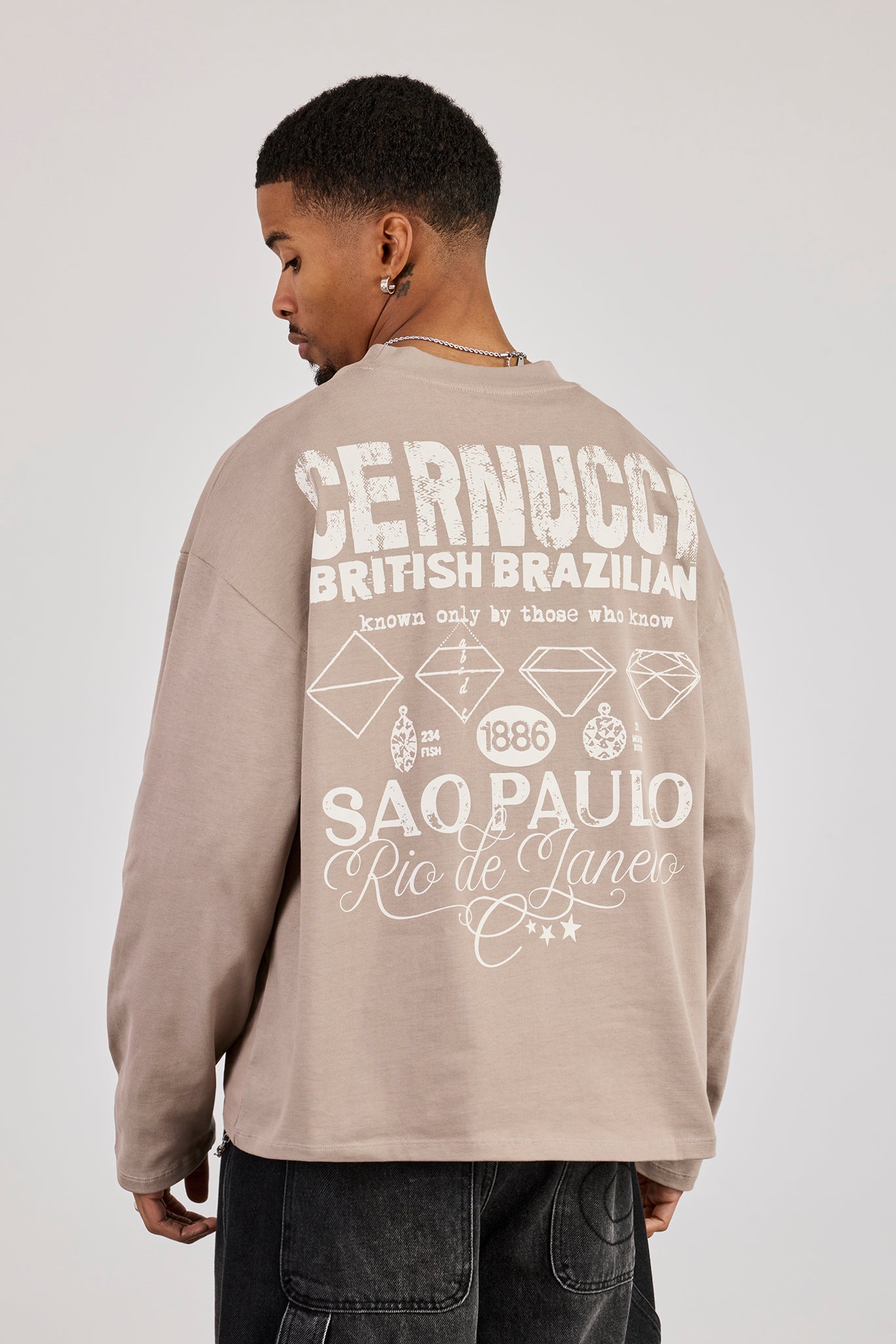 Long Sleeve Rio Diamond Graphic T-Shirt - Stone