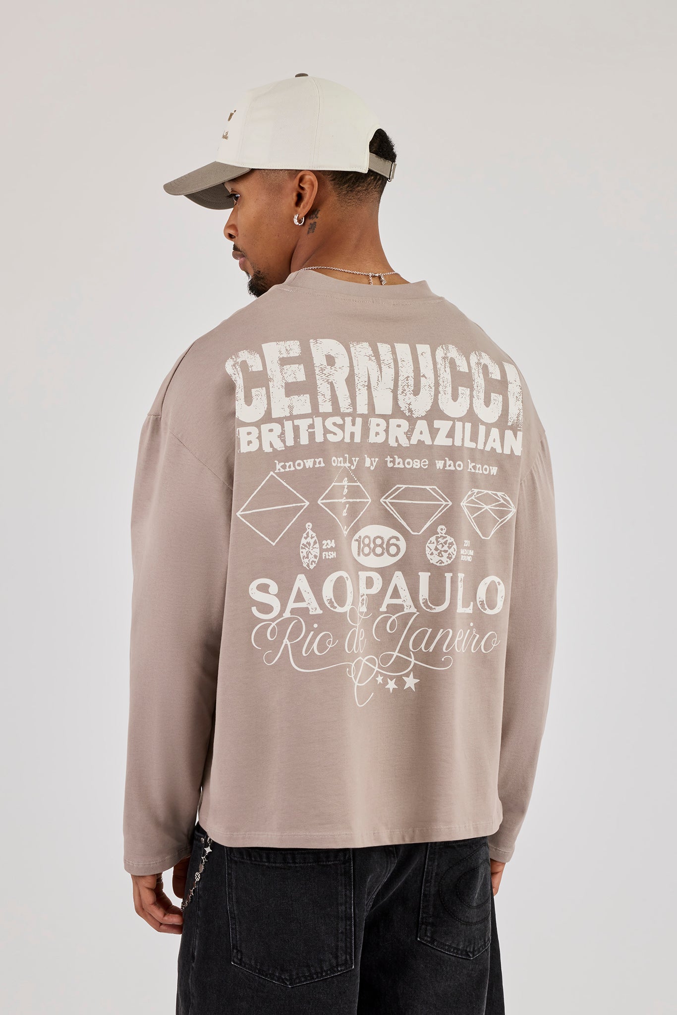 Long Sleeve Rio Diamond Graphic T-Shirt - Stone